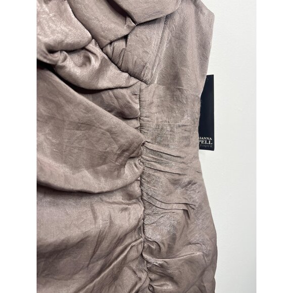 Adrianna Papell Taupe Ruffled Sleeveless Cocktail Dress Size 8 M Ruched Brown - Picture 12 of 12